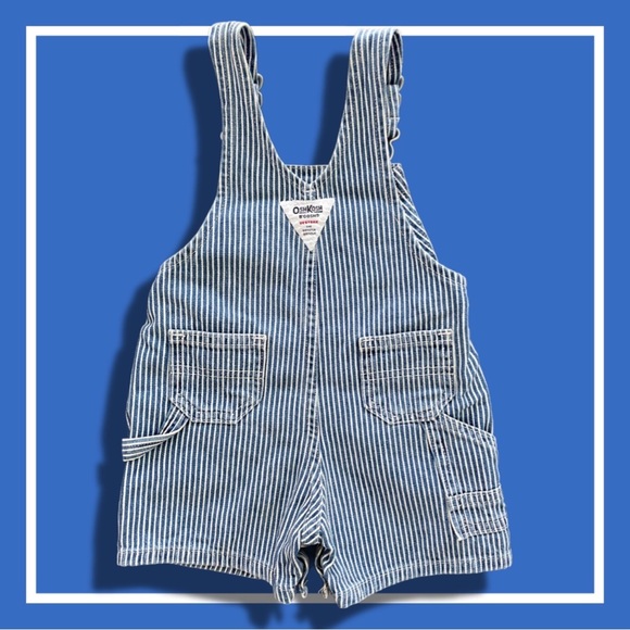 Oshkosh Hickory Stripe Shortalls (tee not inc) - 6/9m - Picture 2 of 2